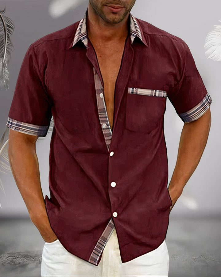 Ace | Men's Plaid Accent Minimalist Button-Down Shirt