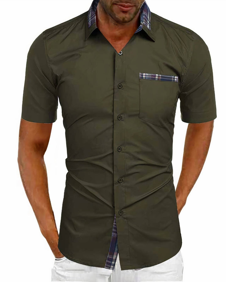 Ace | Men's Plaid Accent Minimalist Button-Down Shirt