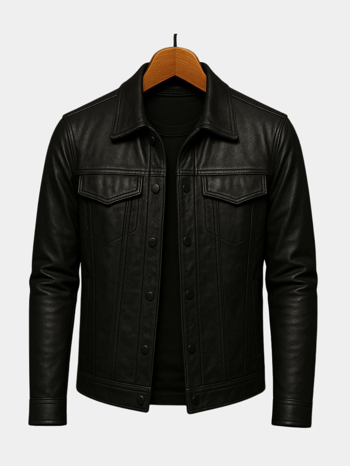 Men's Snap-Front Stand Collar Jacket with Chest Pockets and Shoulder Epaulets