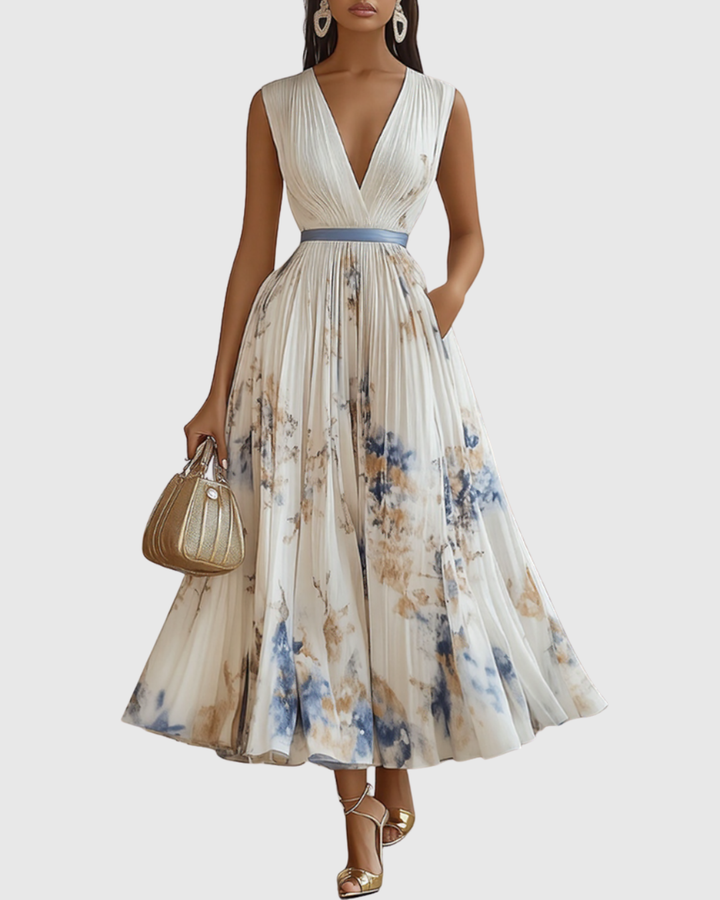 Adeline | Women's Pleated Long-Sleeve Floral Maxi Dress