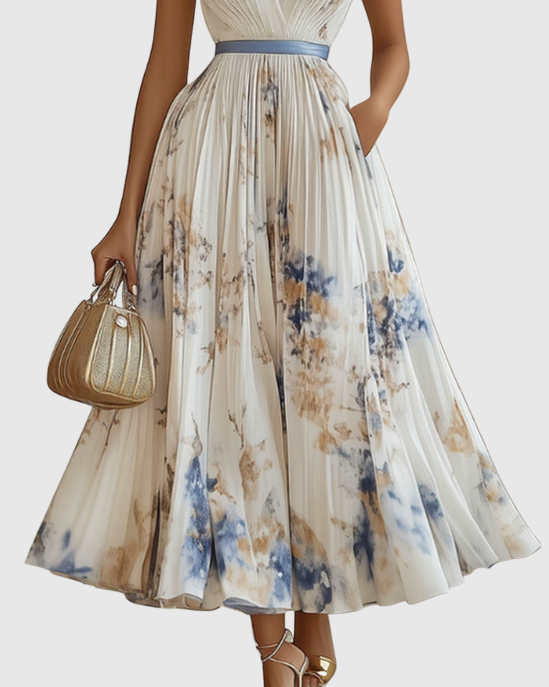 Adeline | Women's Pleated Long-Sleeve Floral Maxi Dress