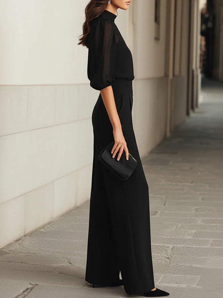 Adeline | Women's Sheer Chiffon Wide-Leg Three-Piece Set