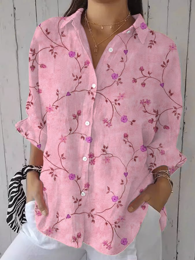 Liva | Embroidered Blue Garden Shirt