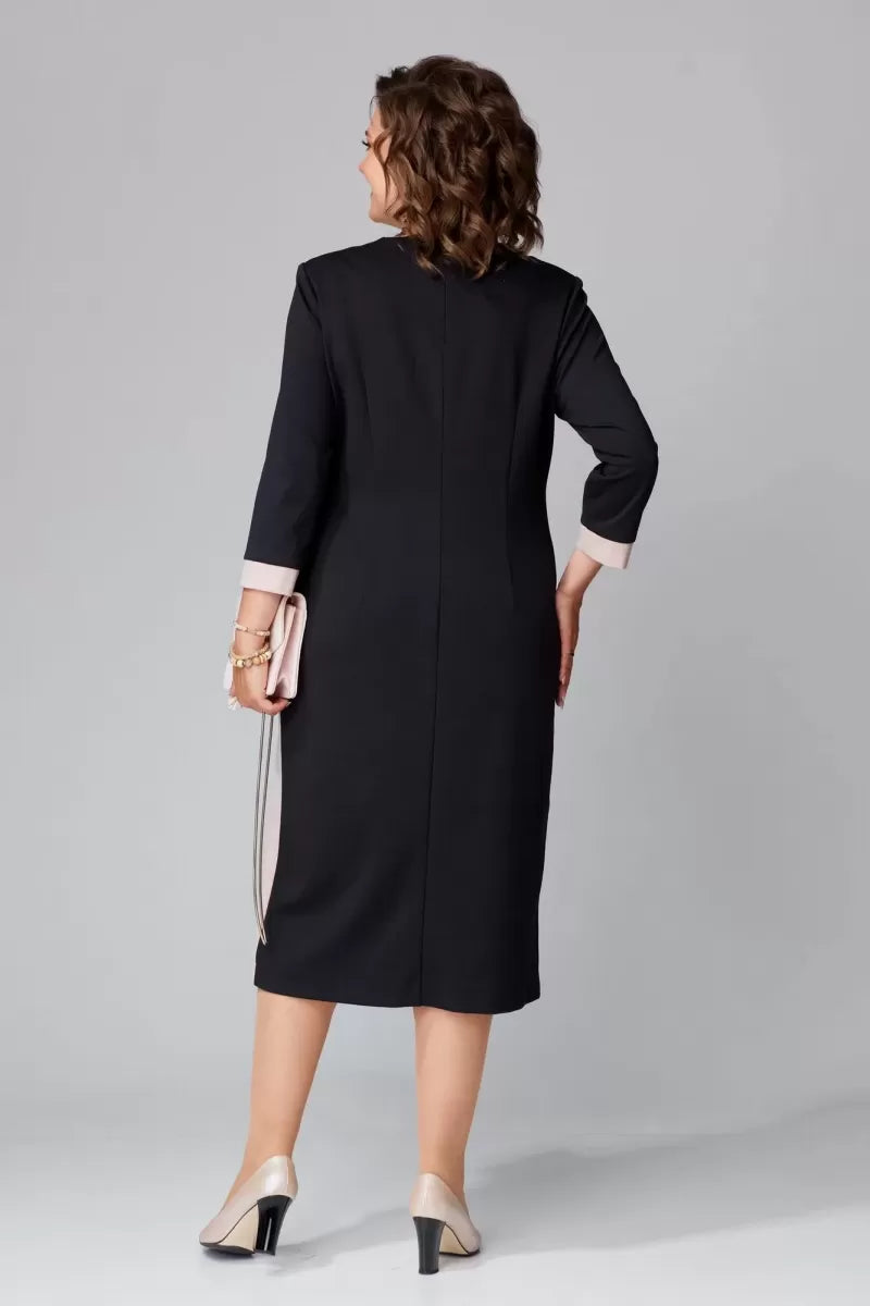 Alexa | Women's Elegant V-Neck Paneled Midi Dress