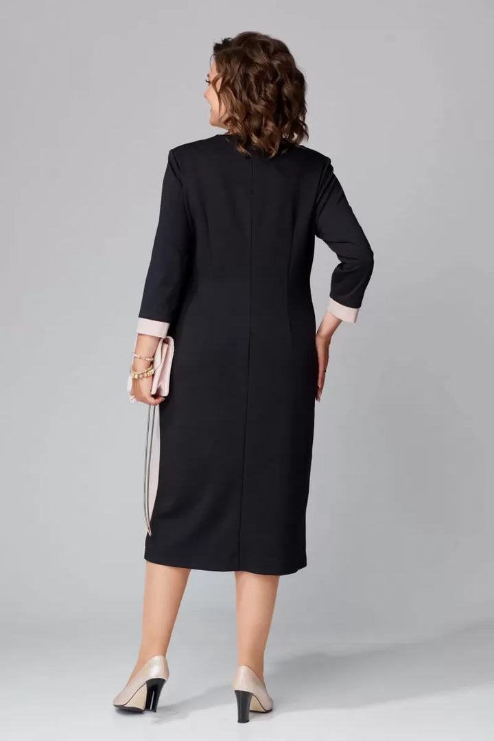 Alexa | Women's Elegant V-Neck Paneled Midi Dress