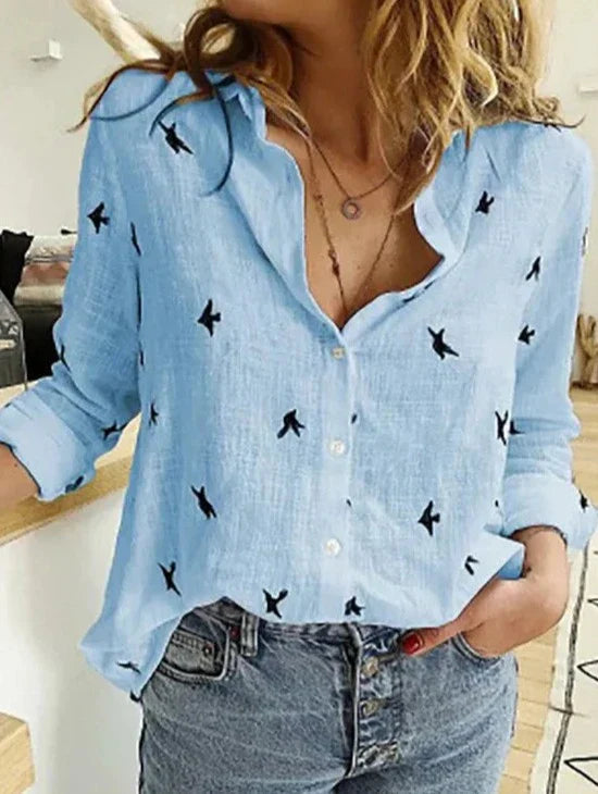 Alexa | Women's Oversized Linen Cotton Button Down Blouse