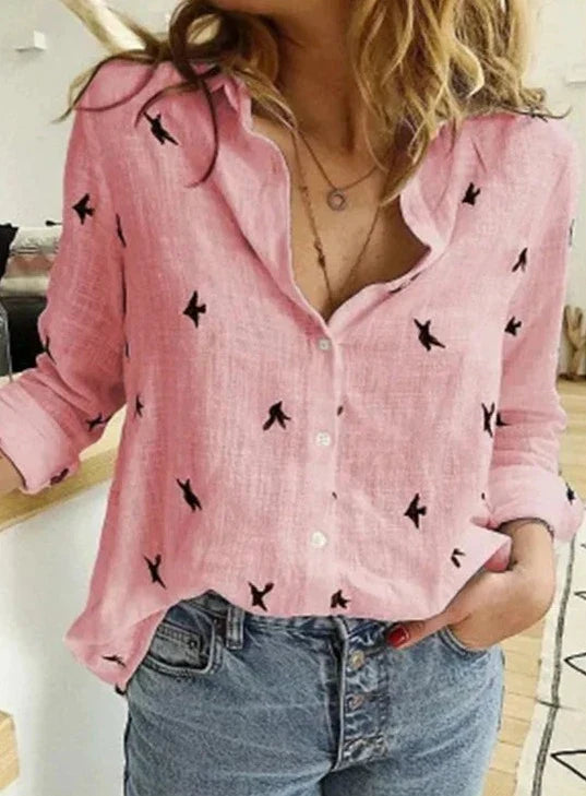 Alexa | Women's Oversized Linen Cotton Button Down Blouse