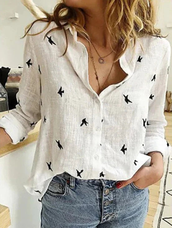 Alexa | Women's Oversized Linen Cotton Button Down Blouse