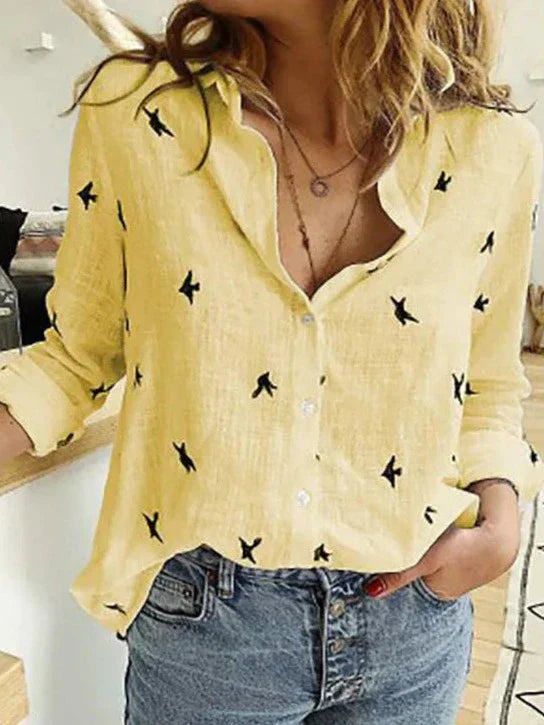 Alexa | Women's Oversized Linen Cotton Button Down Blouse