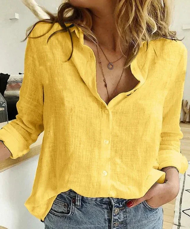 Alexa | Women's Oversized Linen Cotton Button Down Blouse