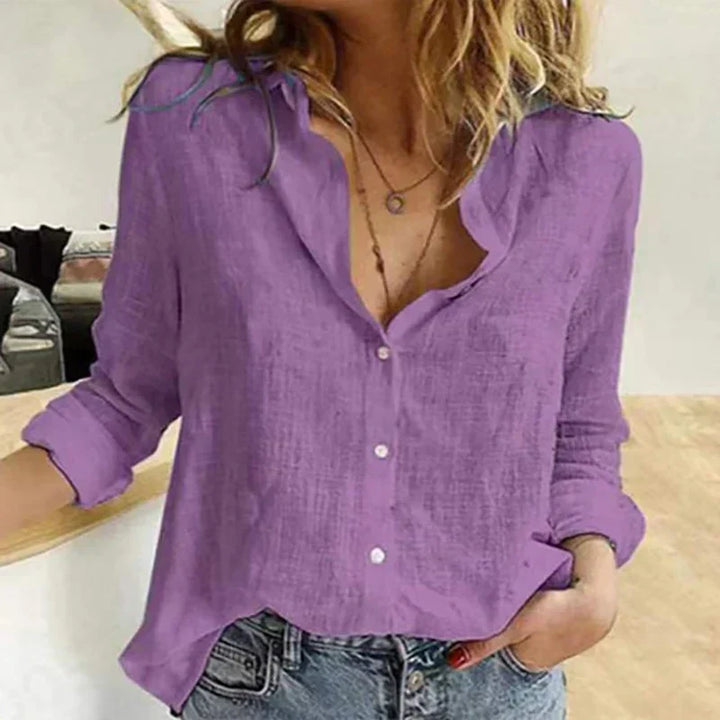 Alexa | Women's Oversized Linen Cotton Button Down Blouse