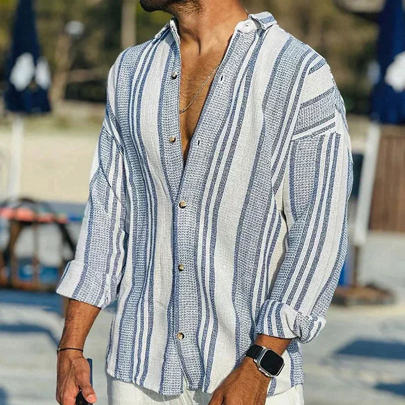 Allan | Men's Striped Button-Down Casual Long Sleeve Shirt