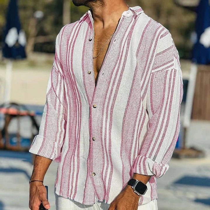 Allan | Men's Striped Button-Down Casual Long Sleeve Shirt