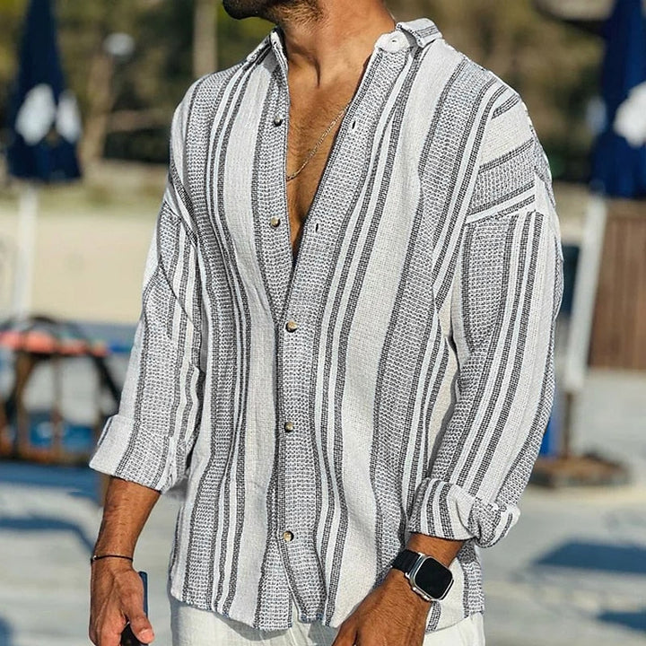 Allan | Men's Striped Button-Down Casual Long Sleeve Shirt