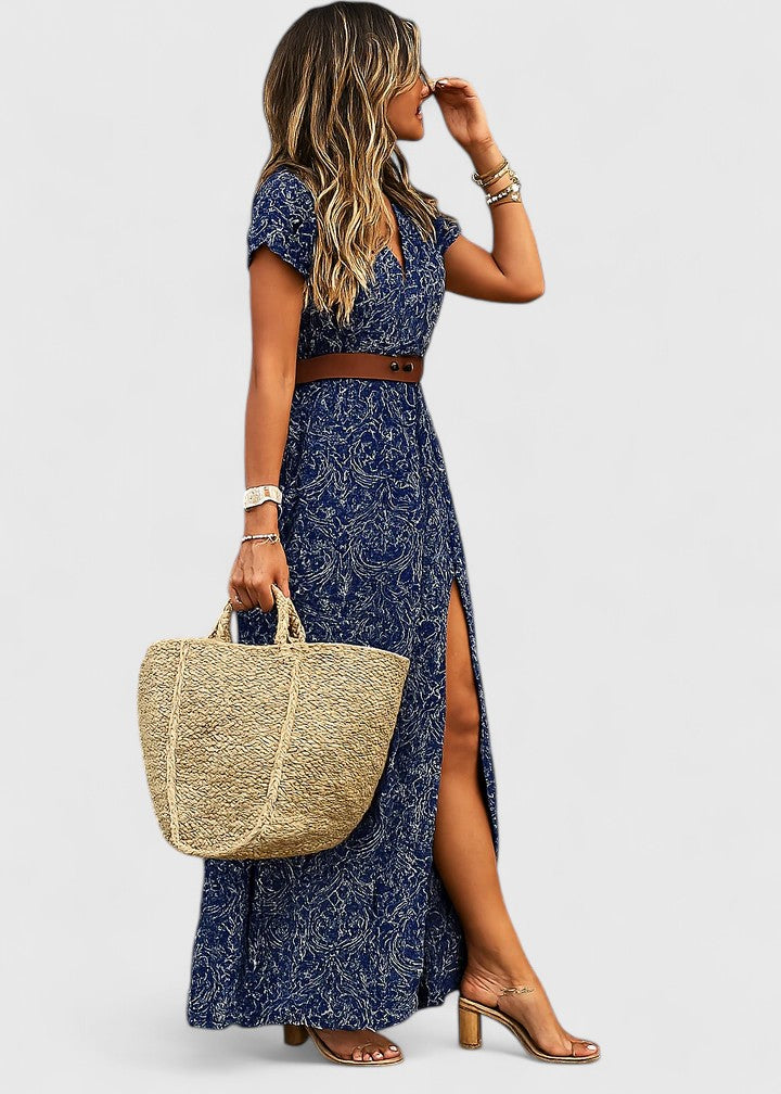 Alleta | Women's Bohemian Gathered-Waist Printed Maxi Dress