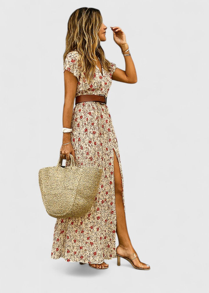 Alleta | Women's Bohemian Gathered-Waist Printed Maxi Dress