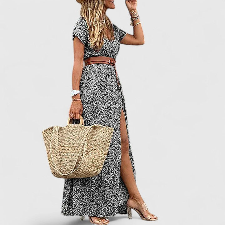 Alleta | Women's Bohemian Gathered-Waist Printed Maxi Dress