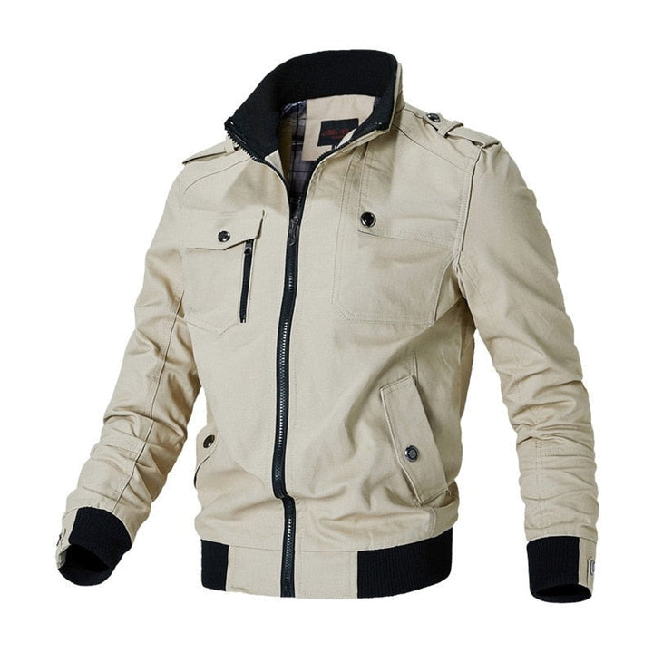 Andre | Men's Military Zip Bomber with Stand Collar