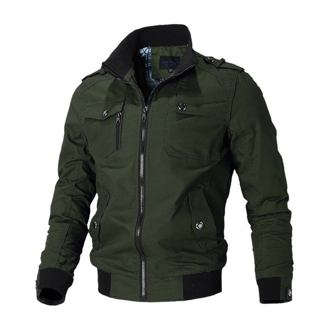 Andre | Men's Military Zip Bomber with Stand Collar