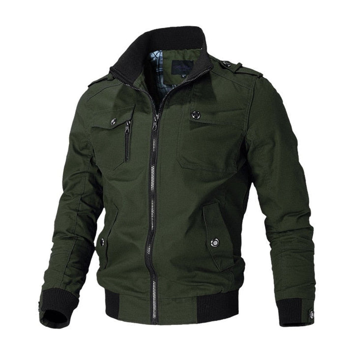 Andre | Men's Military Zip Bomber with Stand Collar