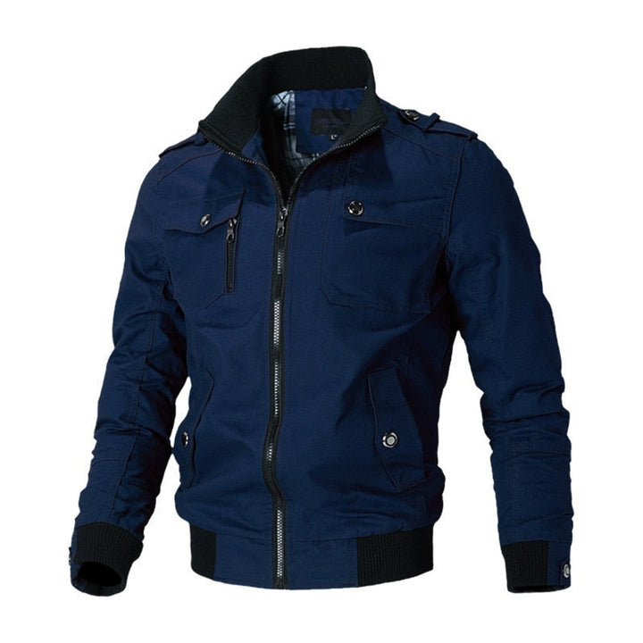 Andre | Men's Military Zip Bomber with Stand Collar