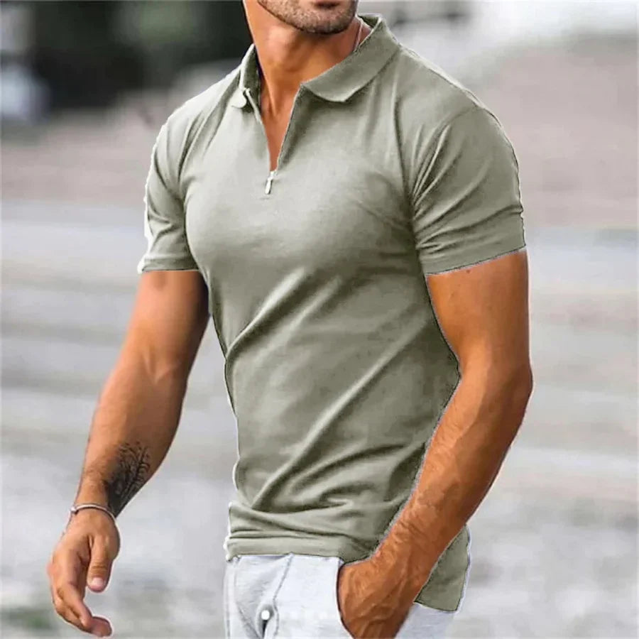 Andy | Men's Textured Knit Quarter-Zip Polo Shirt with Collar