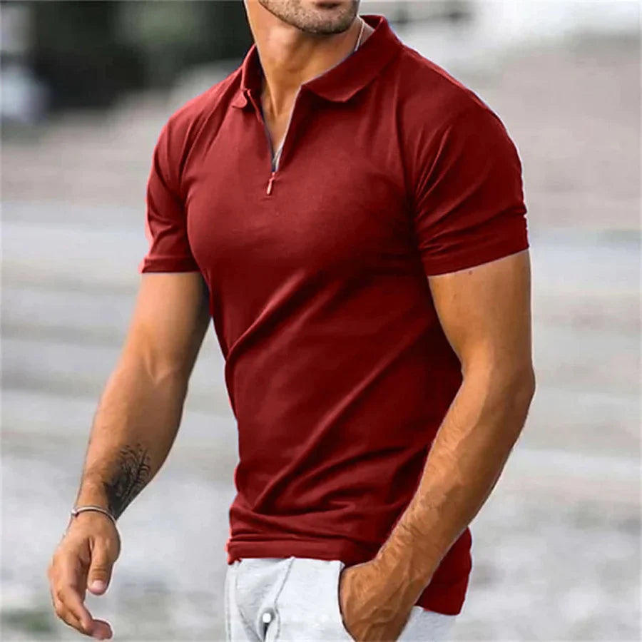 Andy | Men's Textured Knit Quarter-Zip Polo Shirt with Collar