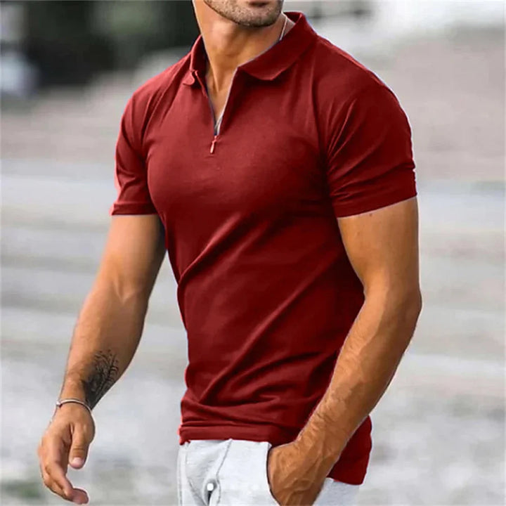 Andy | Men's Textured Knit Quarter-Zip Polo Shirt with Collar