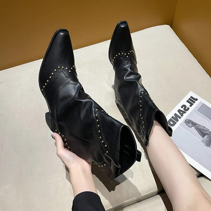 Angeline | Women's Western Ankle Boots with Stud Detail