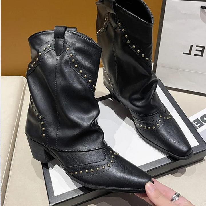 Angeline | Women's Western Ankle Boots with Stud Detail