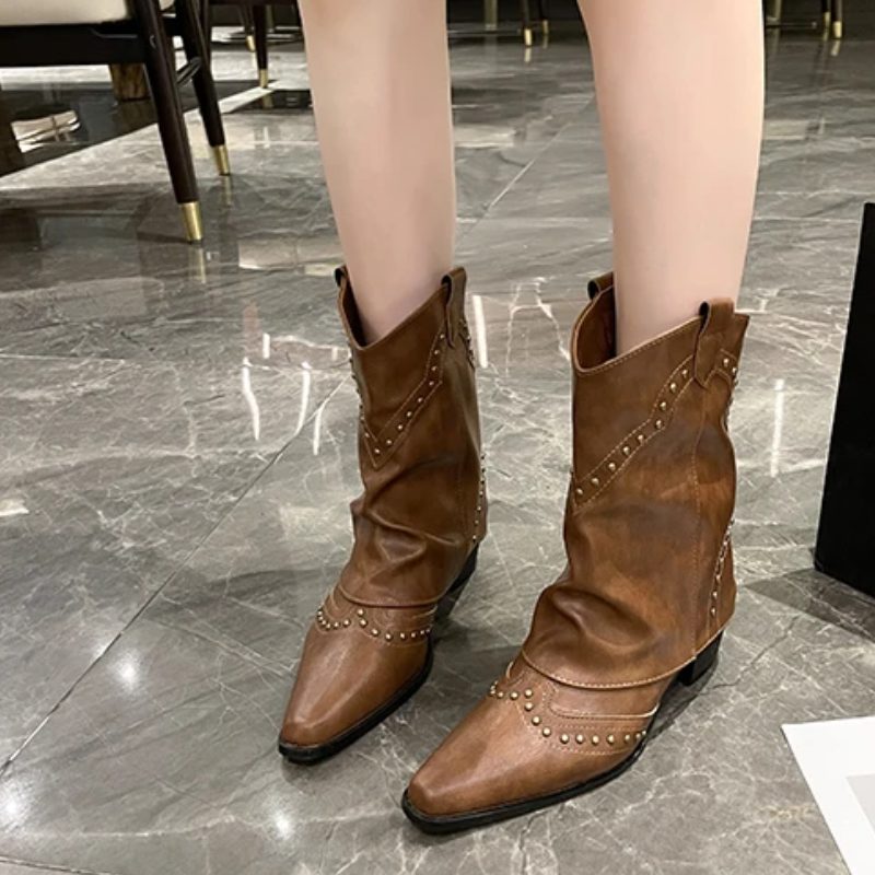 Angeline | Women's Western Ankle Boots with Stud Detail