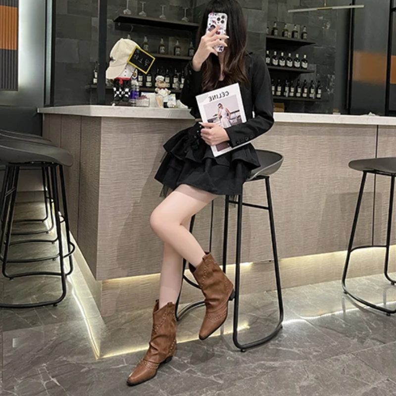Angeline | Women's Western Ankle Boots with Stud Detail