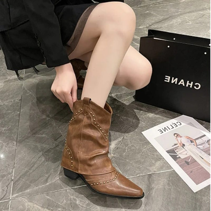 Angeline | Women's Western Ankle Boots with Stud Detail