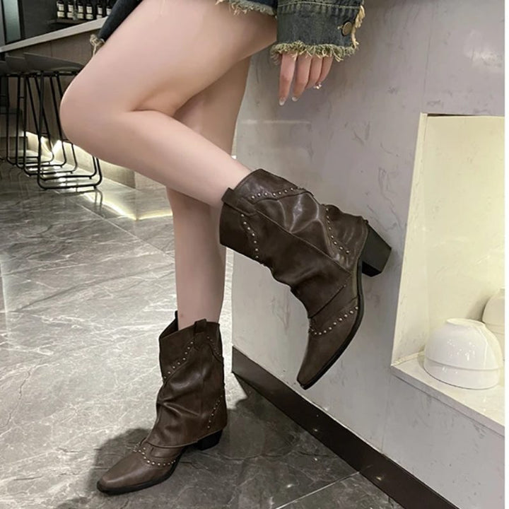 Angeline | Women's Western Ankle Boots with Stud Detail