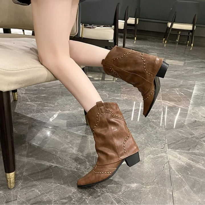 Angeline | Women's Western Ankle Boots with Stud Detail