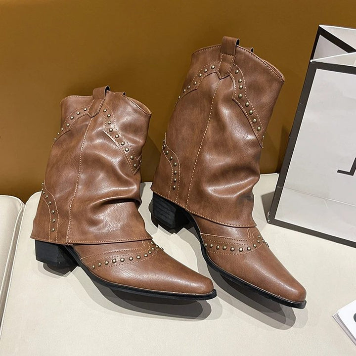 Angeline | Women's Western Ankle Boots with Stud Detail