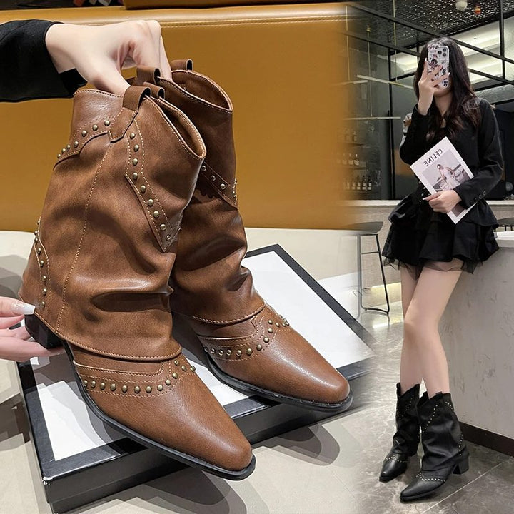 Angeline | Women's Western Ankle Boots with Stud Detail