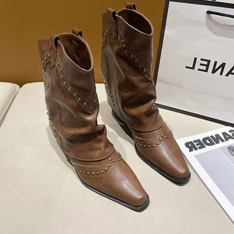 Angeline | Women's Western Ankle Boots with Stud Detail