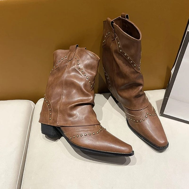 Angeline | Women's Western Ankle Boots with Stud Detail