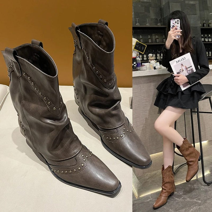 Angeline | Women's Western Ankle Boots with Stud Detail