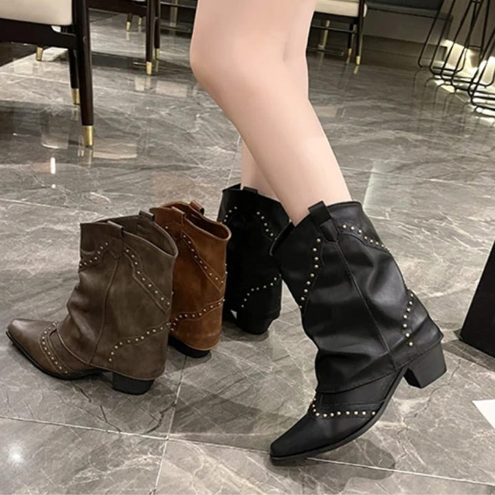 Angeline | Women's Western Ankle Boots with Stud Detail