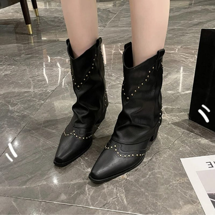 Angeline | Women's Western Ankle Boots with Stud Detail