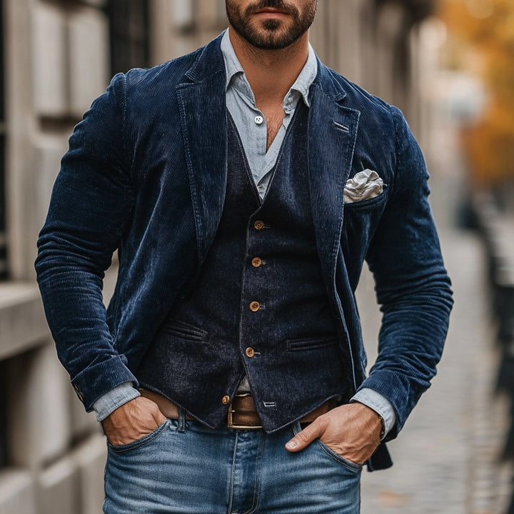 Ansel | Men's Ribbed Pile Shawl-Collar Blazer