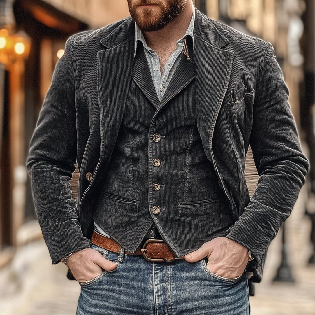 Ansel | Men's Ribbed Pile Shawl-Collar Blazer