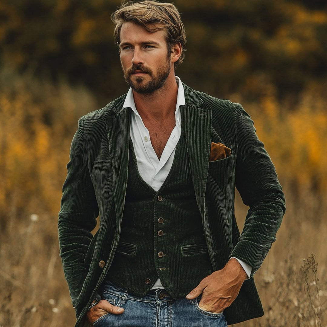 Ansel | Men's Ribbed Pile Shawl-Collar Blazer
