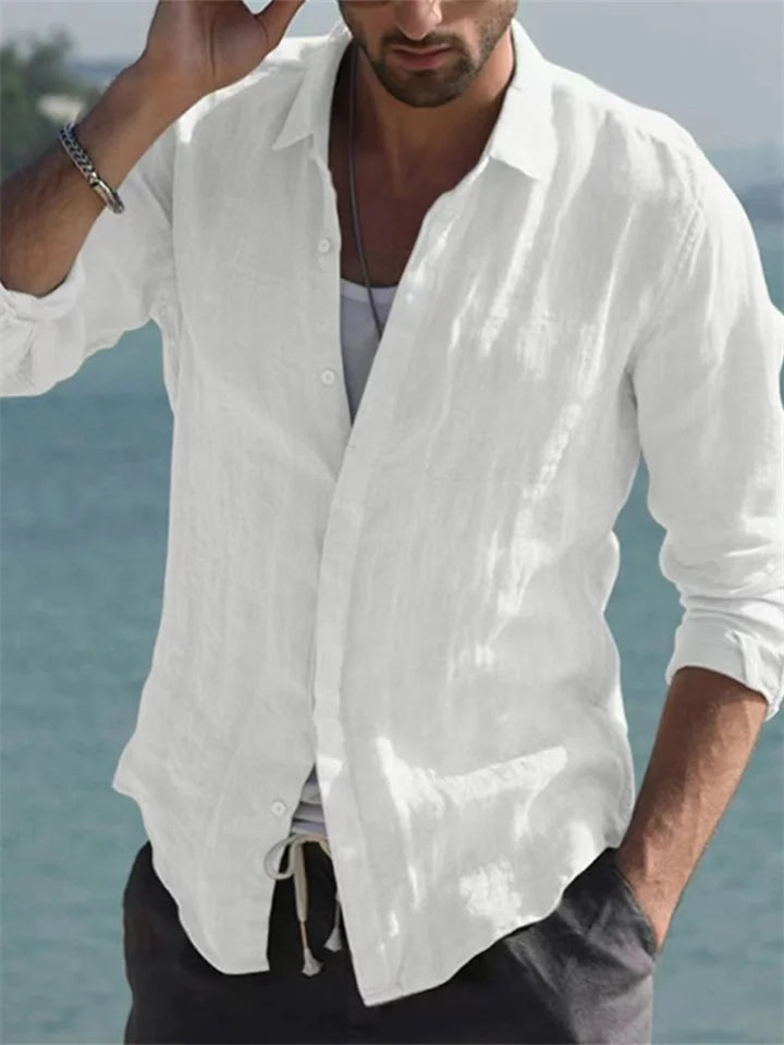Anton | Men's Cotton Linen Long Sleeve Tailored Summer Shirt