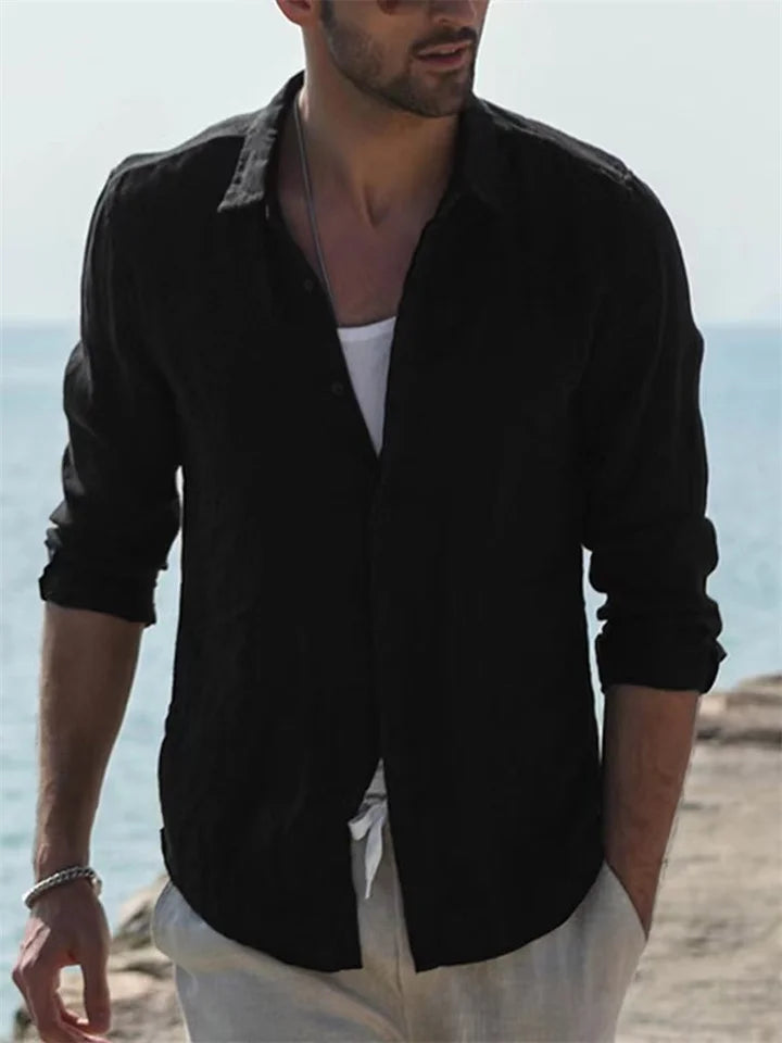 Anton | Men's Cotton Linen Long Sleeve Tailored Summer Shirt