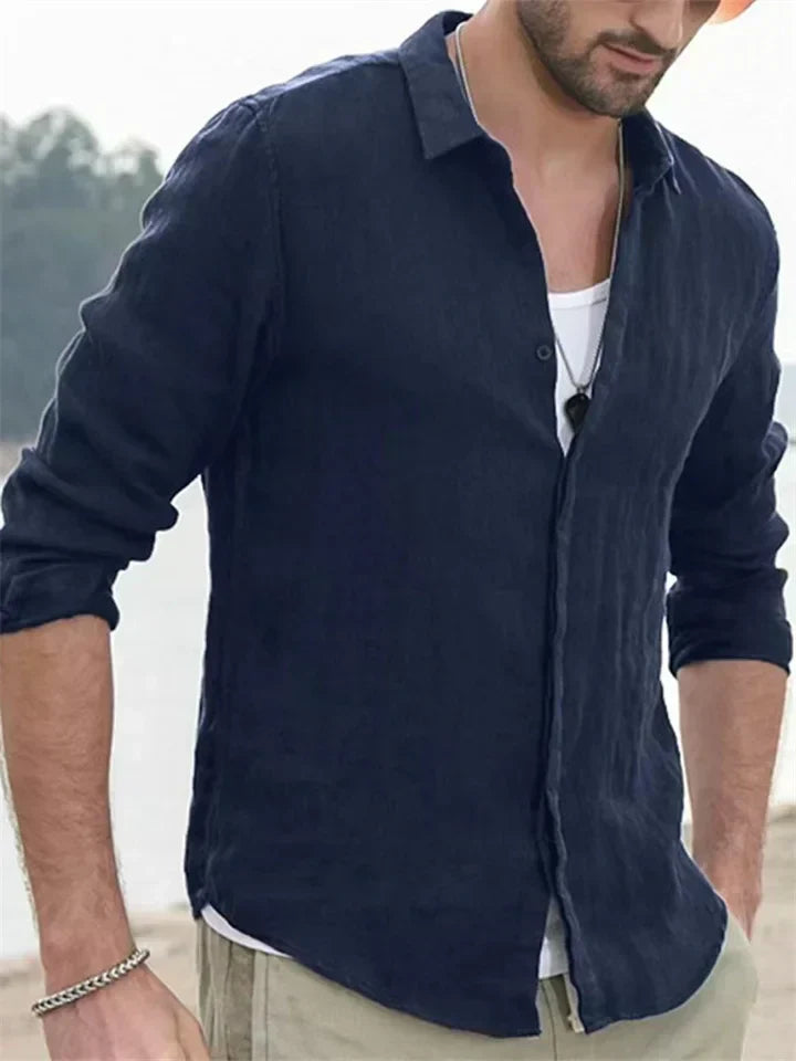 Anton | Men's Cotton Linen Long Sleeve Tailored Summer Shirt