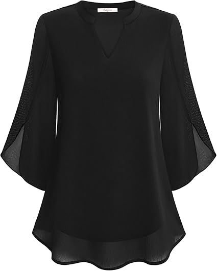 Arabella | Women's Flowy Chiffon V-Neck Petal Sleeve Blouse
