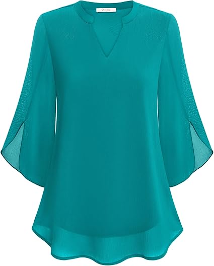 Arabella | Women's Flowy Chiffon V-Neck Petal Sleeve Blouse